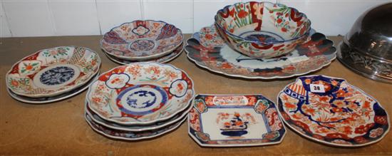 A group of Japanese Imari dishes